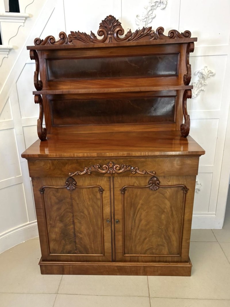 Antique Victorian Quality Figured Mahogany Two-Tiered Chiffonier / Sideboard